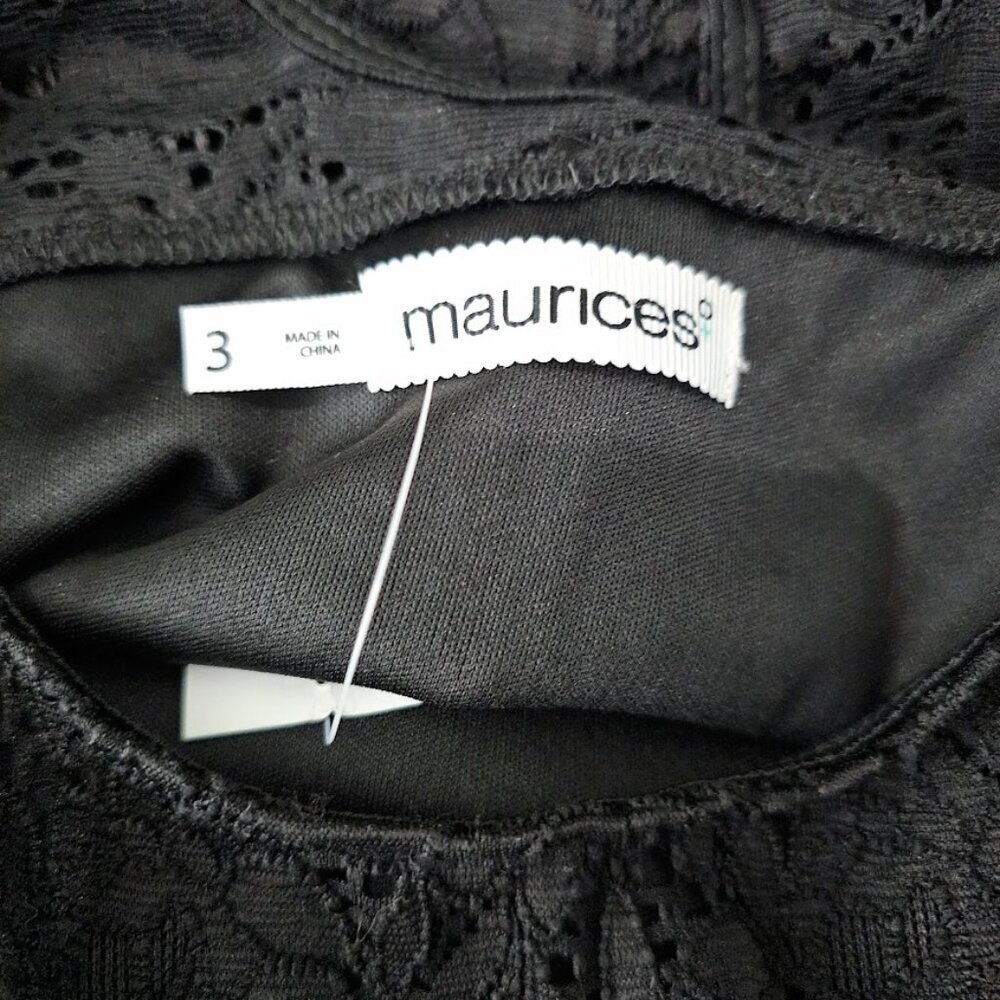NWT MAURICES+ Lace Dress BLACK 3X Plus size Skater Whimsigoth Chic Lined Goth - Picture 4 of 9